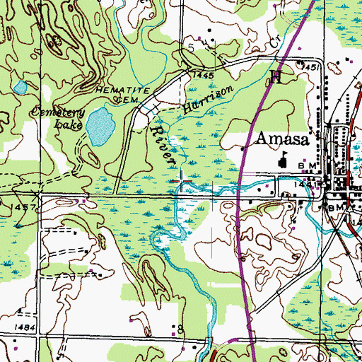 Topographic Map of Little Hemlock River, MI