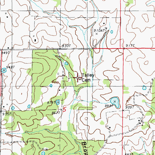 Topographic Map of Talley Cemetery, AR