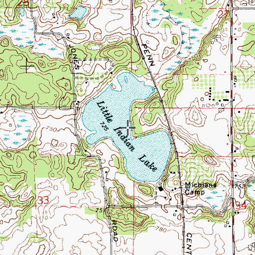 Topographic Map of Little Indian Lake, MI