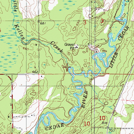 Topographic Map of Little Kelley Creek, MI