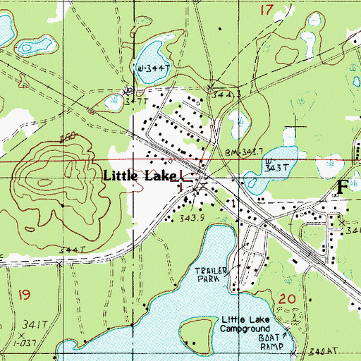Topographic Map of Little Lake, MI
