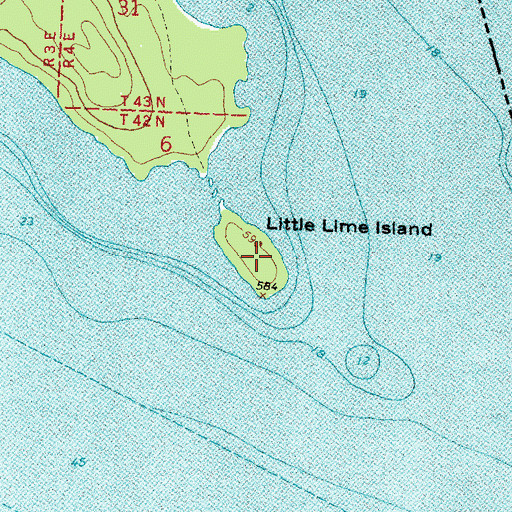 Topographic Map of Little Lime Island, MI