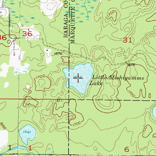 Topographic Map of Little Michigamme Lake, MI