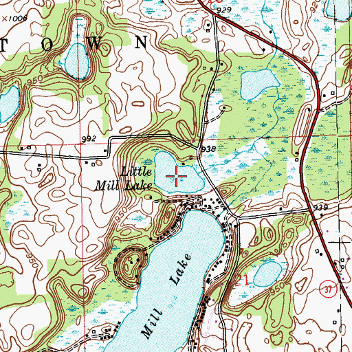 Topographic Map of Little Mill Lake, MI