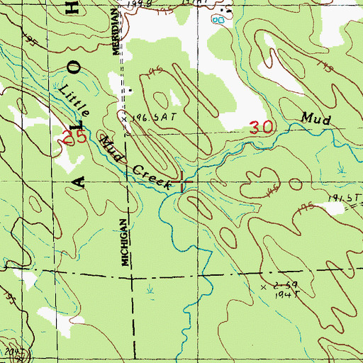 Topographic Map of Little Mud Creek, MI