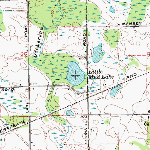 Topographic Map of Little Mud Lake, MI