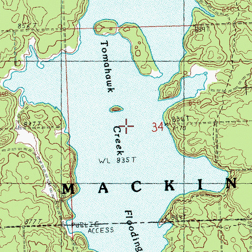 Topographic Map of Tomahawk Creek Flooding, MI