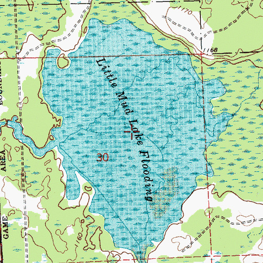 Topographic Map of Little Mud Lake Flooding, MI