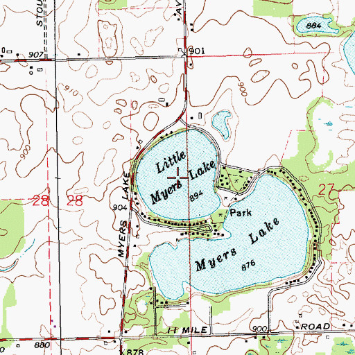 Topographic Map of Little Myers Lake, MI