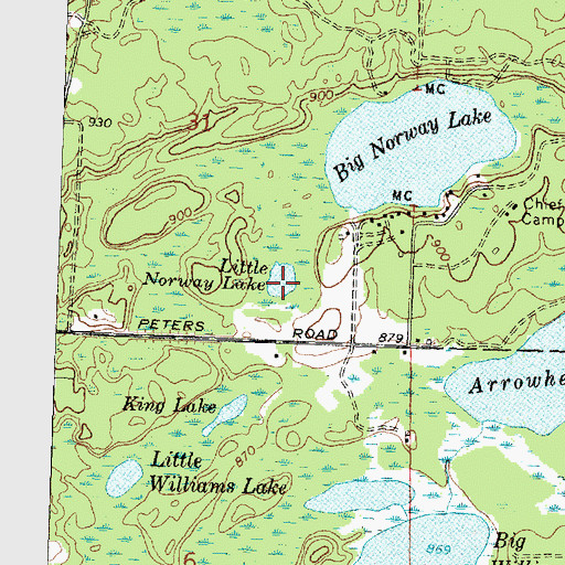 Topographic Map of Little Norway Lake, MI
