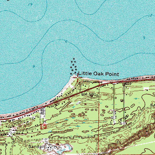 Topographic Map of Little Oak Point, MI