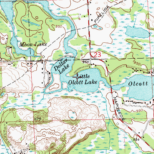 Topographic Map of Little Olcott Lake, MI