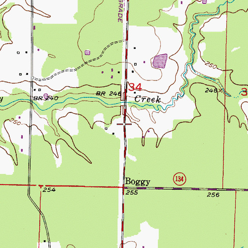 Topographic Map of Boggy (historical), AR