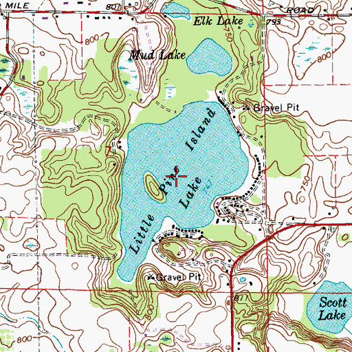 Topographic Map of Little Pine Island Lake, MI