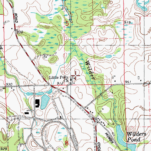 Topographic Map of Little Polly Church, MI