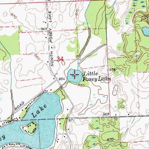 Topographic Map of Little Posey Lake, MI