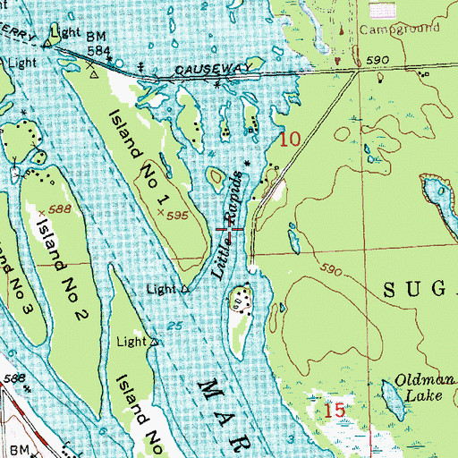 Topographic Map of Little Rapids, MI