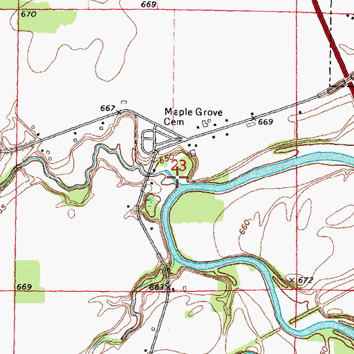 Topographic Map of Little River Raisin, MI