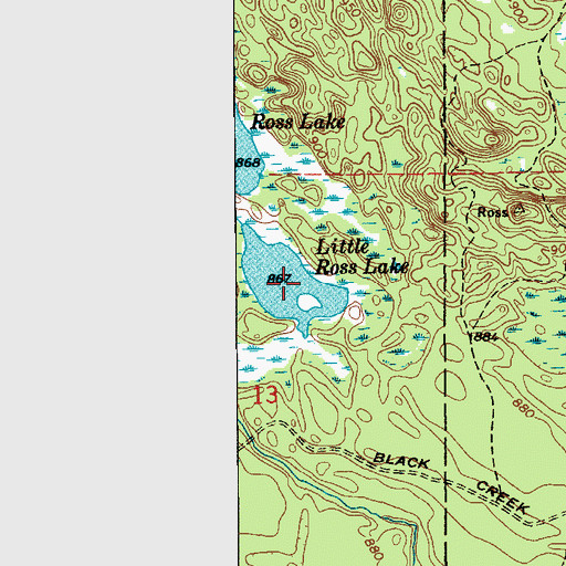 Topographic Map of Little Ross Lake, MI