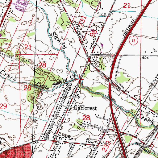 Topographic Map of Little Sandy Creek, MI