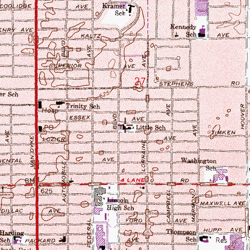 Topographic Map of Little School, MI