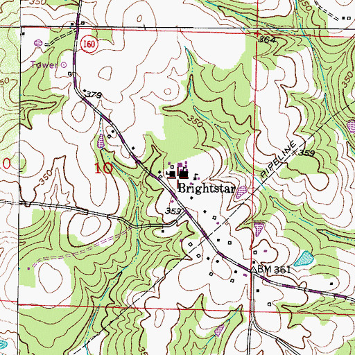 Topographic Map of Bright Star High School (historical), AR