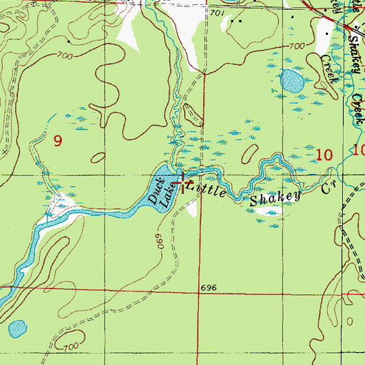 Topographic Map of Little Shakey Creek, MI