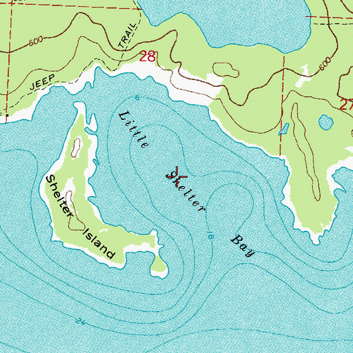Topographic Map of Little Shelter Bay, MI