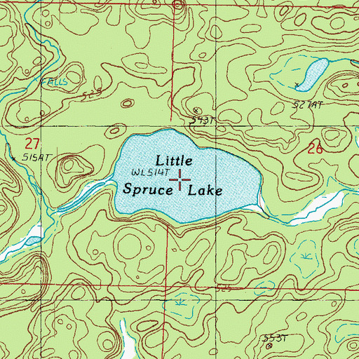 Topographic Map of Little Spruce Lake, MI