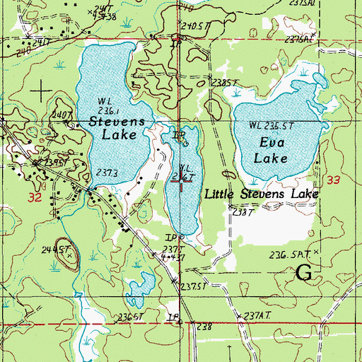 Topographic Map of Little Stevens Lake, MI