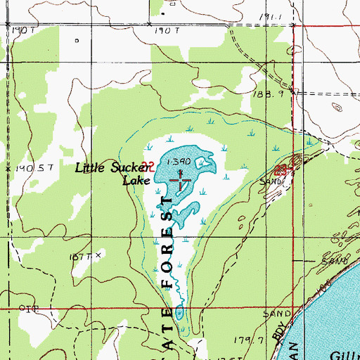 Topographic Map of Little Sucker Lake, MI