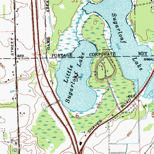 Topographic Map of Little Sugarloaf Lake, MI
