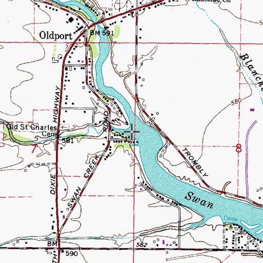 Topographic Map of Little Swan Creek, MI
