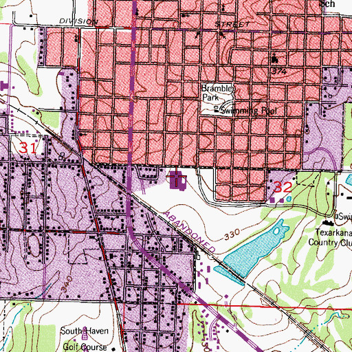 Topographic Map of College Hill Junior High School, AR