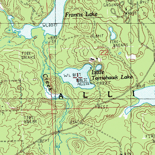 Topographic Map of Little Tomahawk Lake, MI