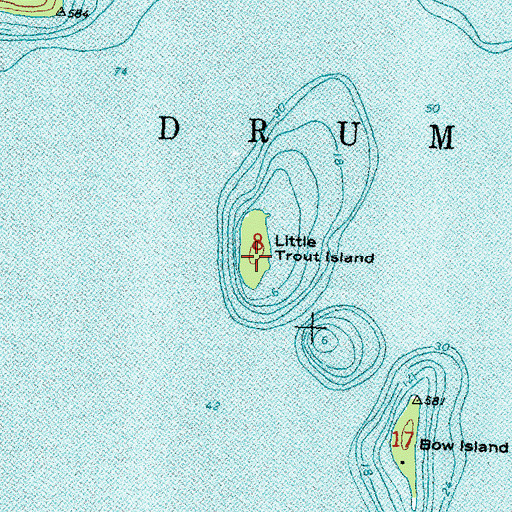 Topographic Map of Little Trout Island, MI