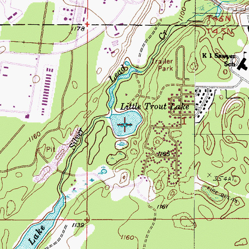 Topographic Map of Little Trout Lake, MI
