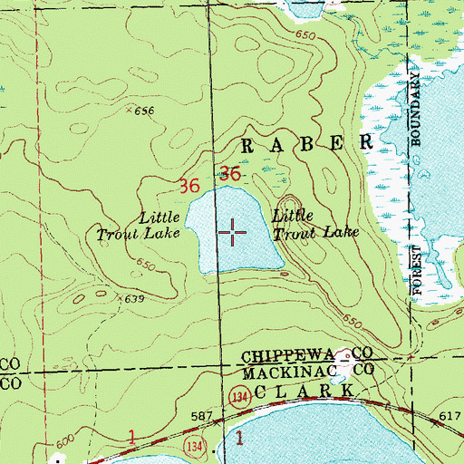 Topographic Map of Little Trout Lake, MI