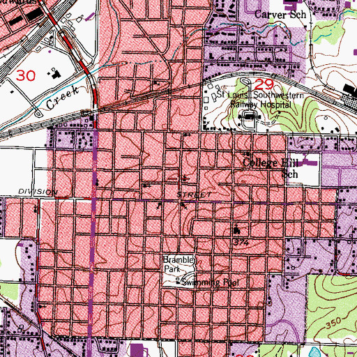 Topographic Map of College Hill United Methodist Church, AR