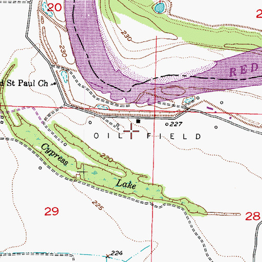 Topographic Map of Cypress Lake Oil and Gas Field, AR