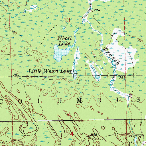 Topographic Map of Little Whorl Lake, MI