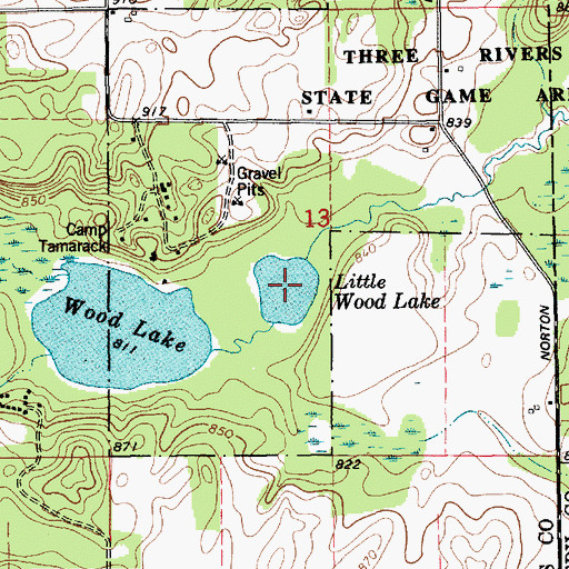 Topographic Map of Little Wood Lake, MI