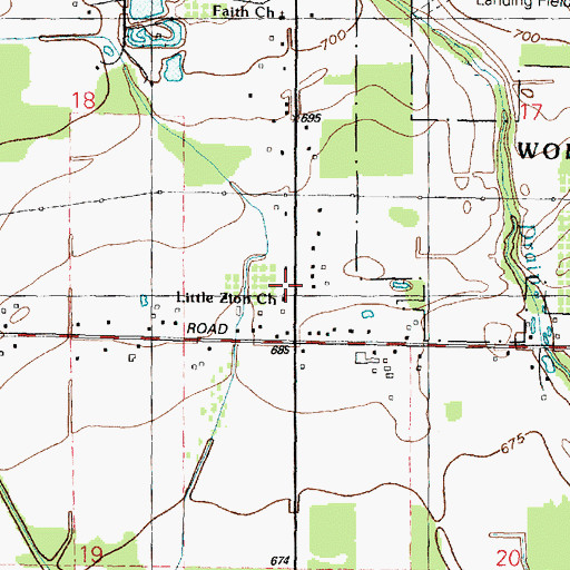 Topographic Map of Little Zion Church, MI