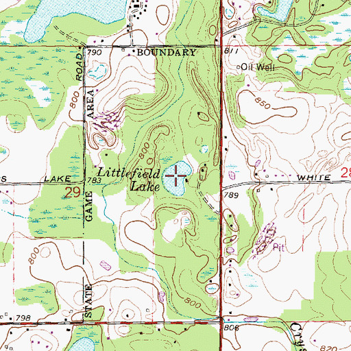 Topographic Map of Littlefield Lake, MI