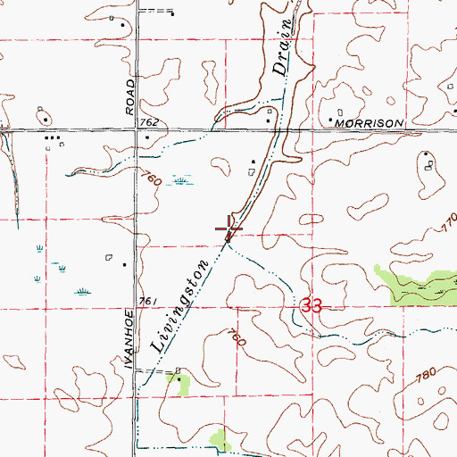 Topographic Map of Livingston Drain, MI
