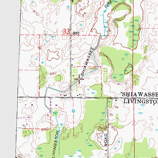 Topographic Map of Livingston Shiawassee Drain, MI