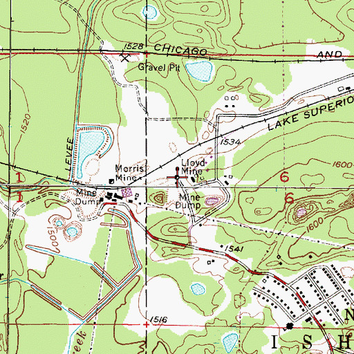Topographic Map of Lloyd Mine, MI
