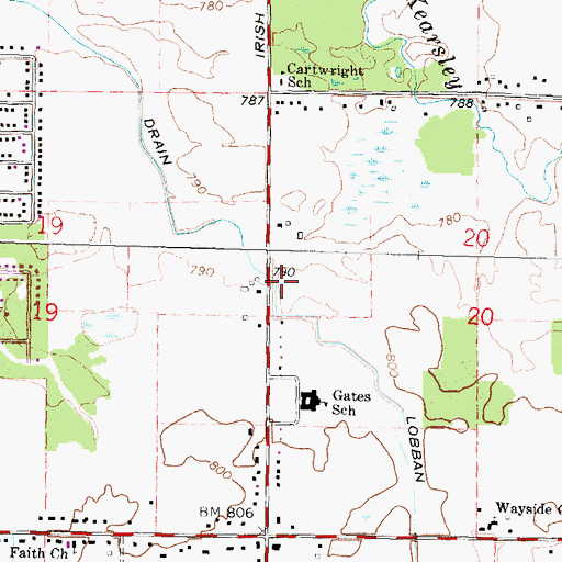Topographic Map of Lobban Drain, MI