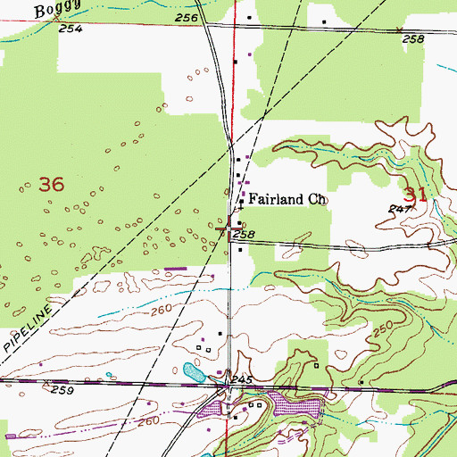 Topographic Map of Fairland, AR