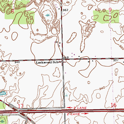 Topographic Map of Lockwood School, MI